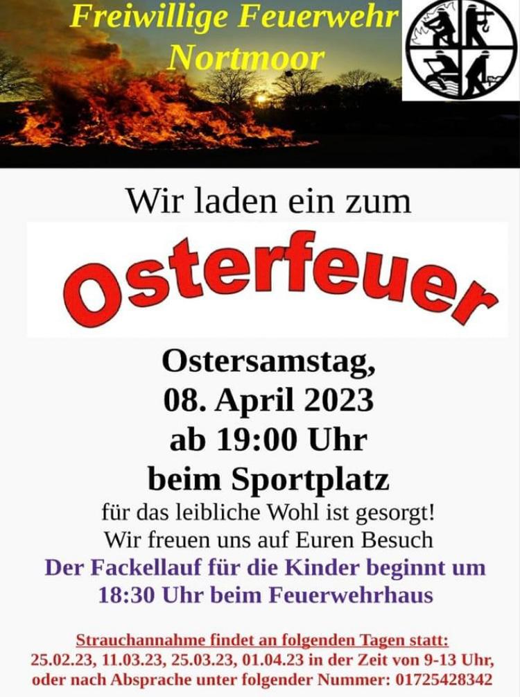 Osterfeuer der Freiwilligen Feuerwehr Nortmoor